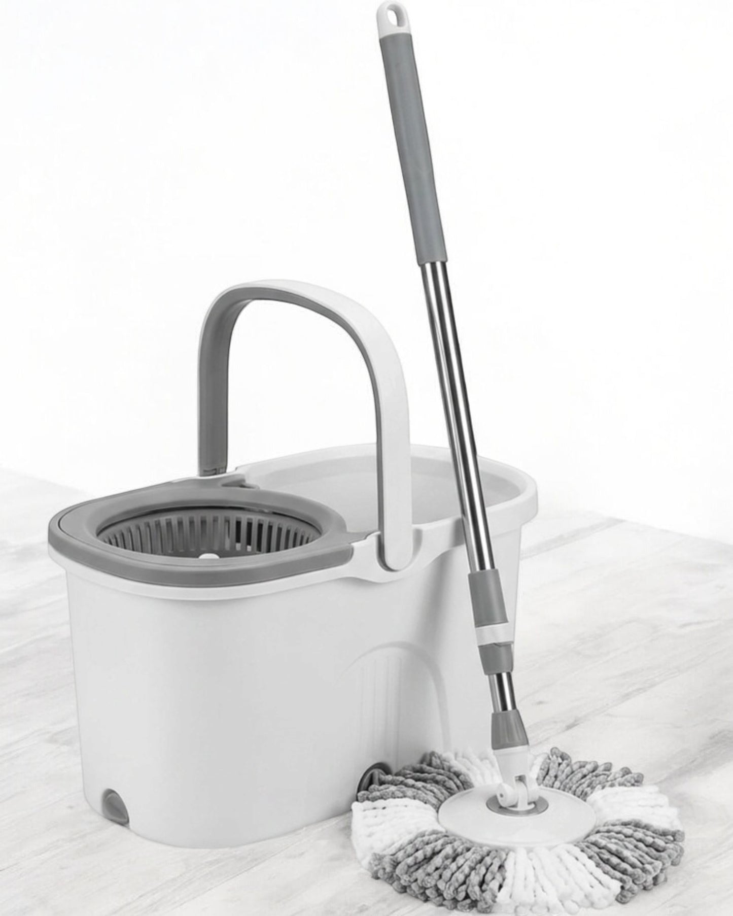 Fgbwv Spin Mop and Bucket Set White Gray