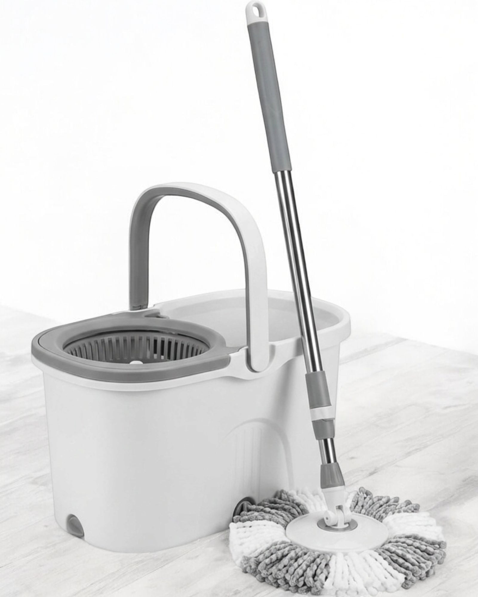 Fgbwv Spin Mop and Bucket Set White Gray