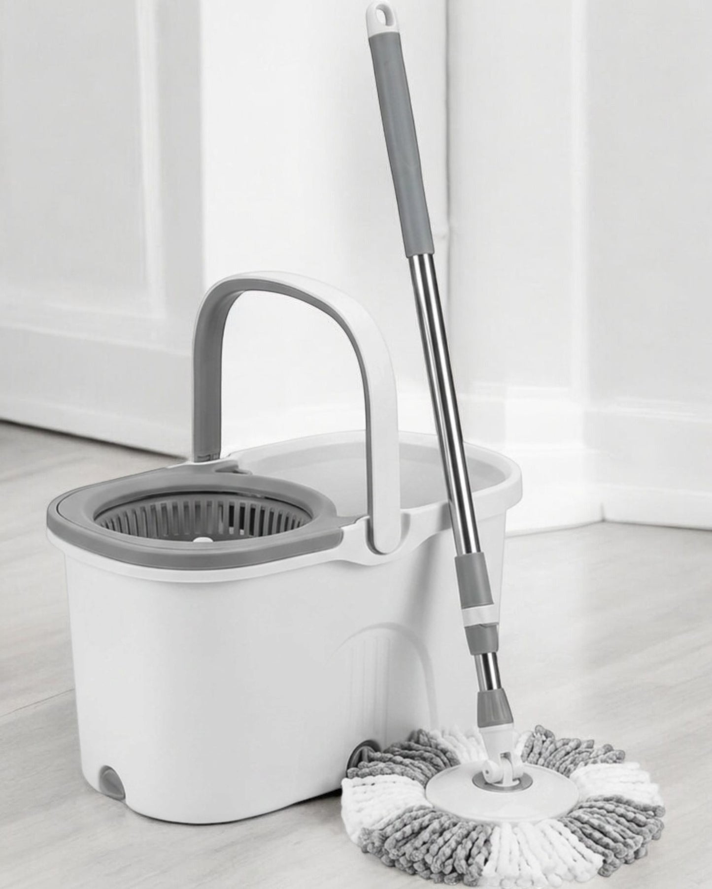 Fgbwv Spin Mop and Bucket Set White Gray