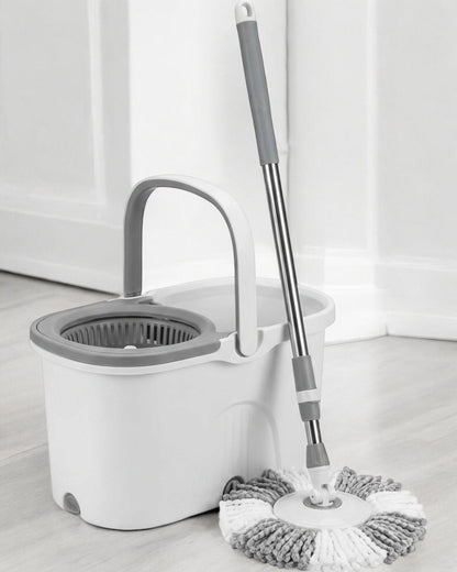 Fgbwv Spin Mop and Bucket Set White Gray
