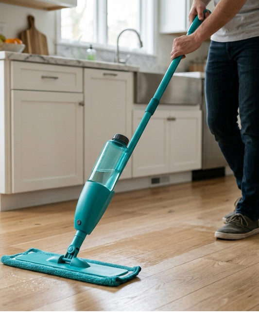 Fgbwv Spray Mop Refillable Bottle Microfiber Pad Teal