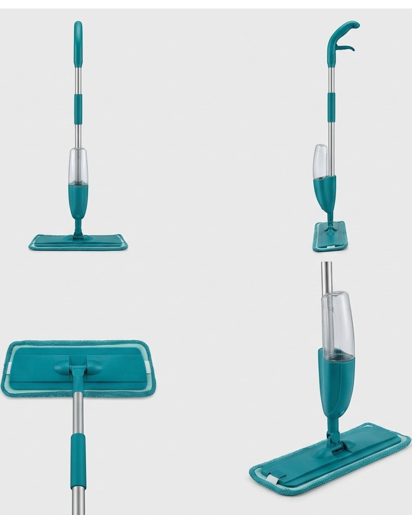Fgbwv Spray Mop Refillable Bottle Microfiber Pad Teal