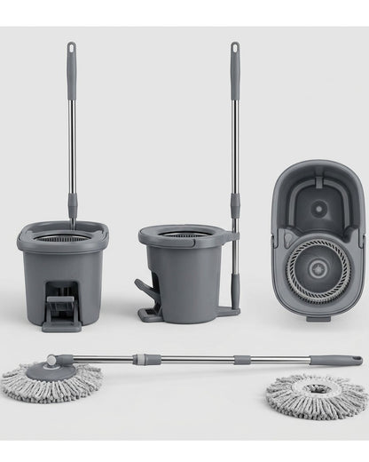 Fgbwv Spin Mop Bucket Set Stainless Handle Gray