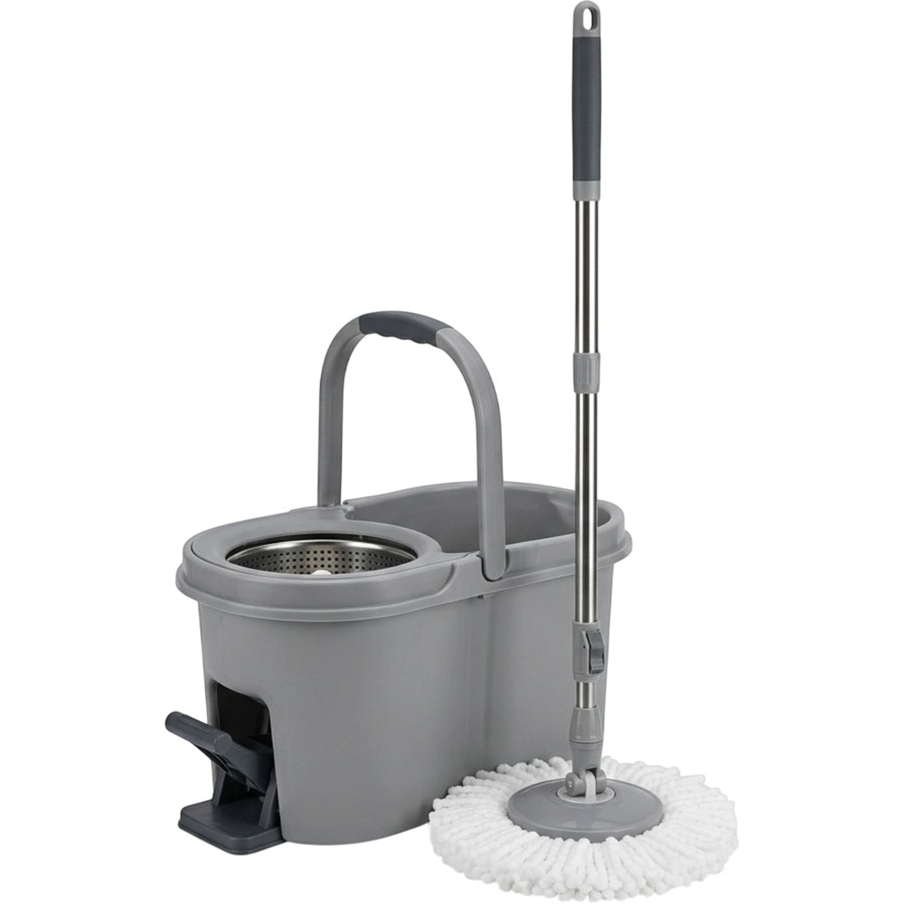Fgbwv Spin Mop Bucket Set Stainless Handle Gray