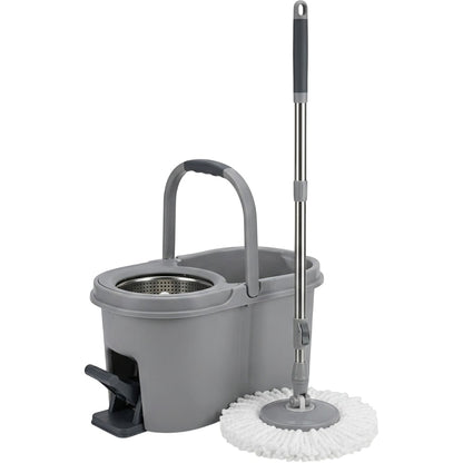 Fgbwv Spin Mop Bucket Set Stainless Handle Gray