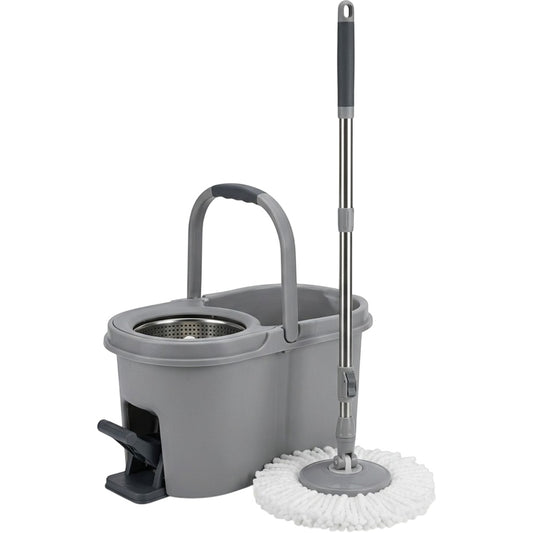 Fgbwv Spin Mop Bucket Set Stainless Handle Gray