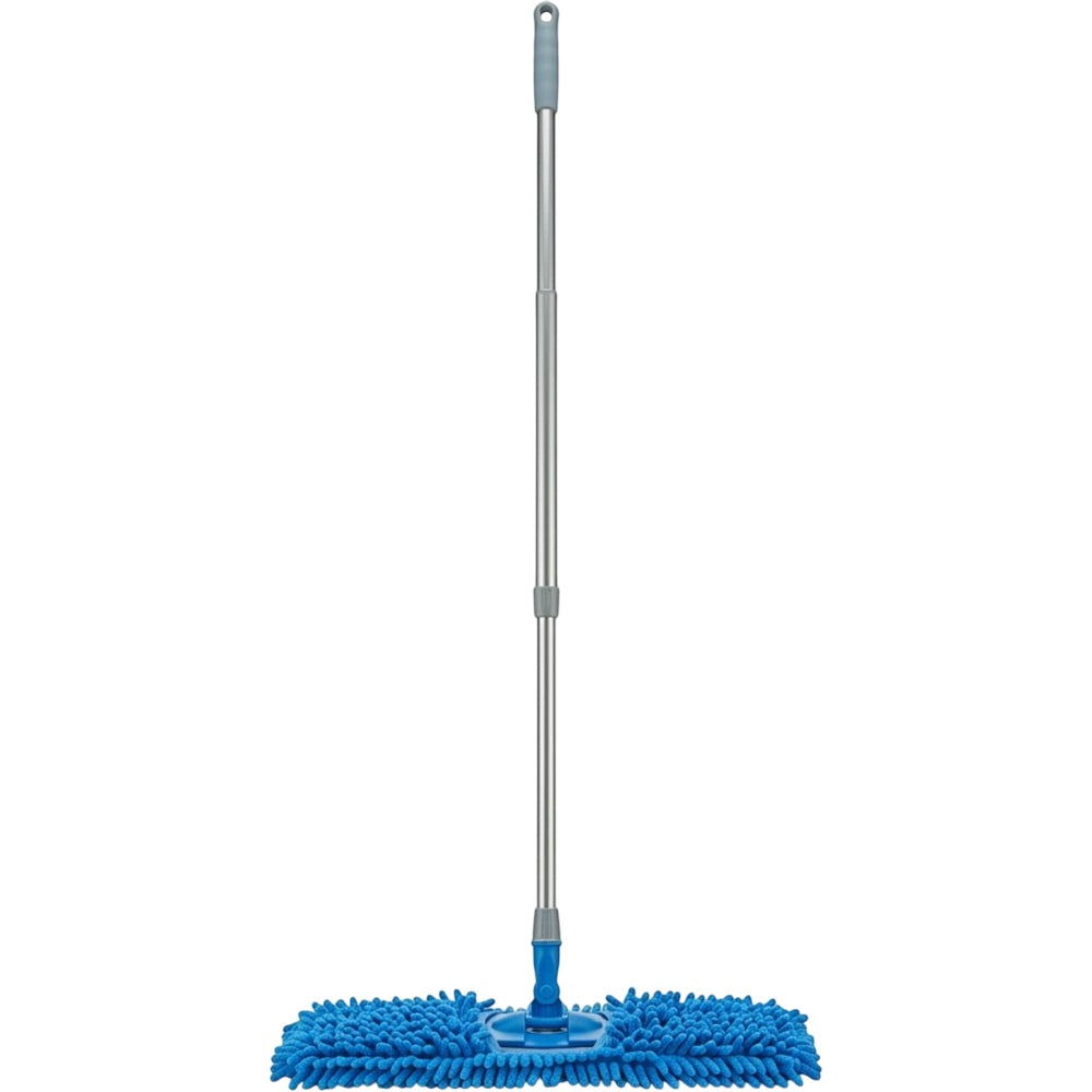 Fgbwv Dust Mop Extendable Handle Chenille Pad Blue