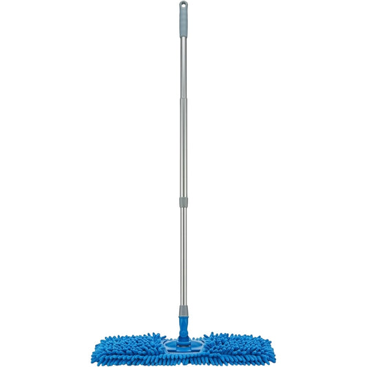 Fgbwv Dust Mop Extendable Handle Chenille Pad Blue