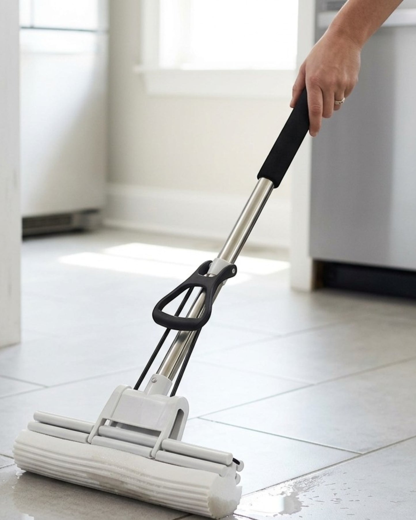 Fgbwv Sponge Mop Roller Squeeze Head 12 in White